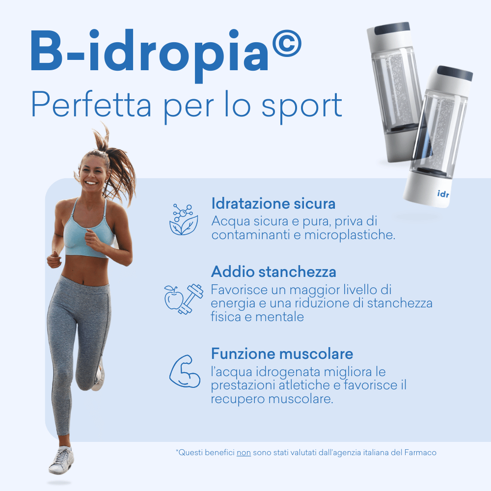 B-idropia© | La prima borraccia d'acqua con generatore di idrogeno